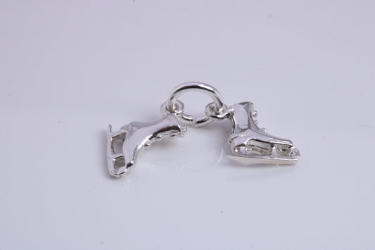 Pair of Ice Skates Charm, Traditional Charm, Made from Solid 925 Grade Sterling Silver, Complete with Attachment Link