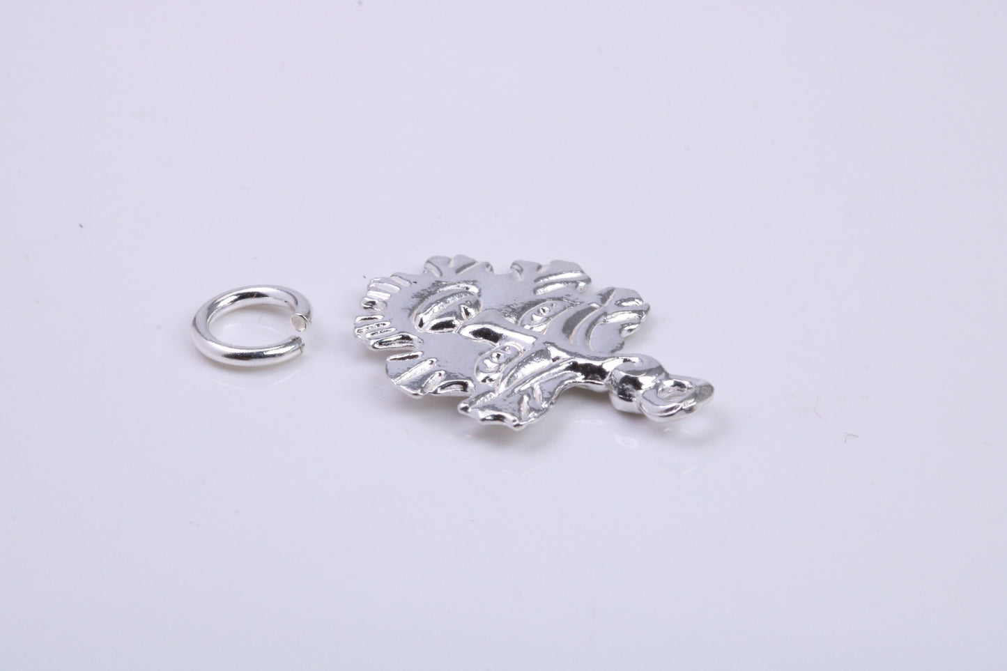 Green Man Charm, Traditional Charm, Made from Solid 925 Grade Sterling Silver, Complete with Attachment Link
