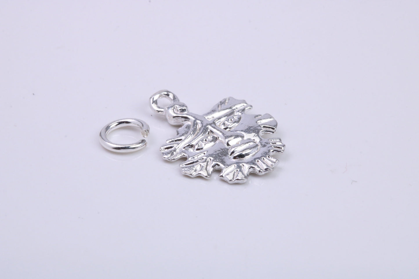 Green Man Charm, Traditional Charm, Made from Solid 925 Grade Sterling Silver, Complete with Attachment Link
