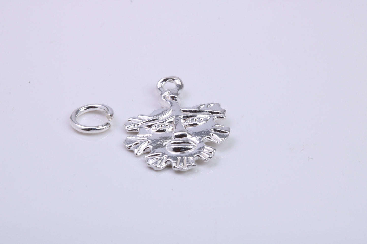 Green Man Charm, Traditional Charm, Made from Solid 925 Grade Sterling Silver, Complete with Attachment Link