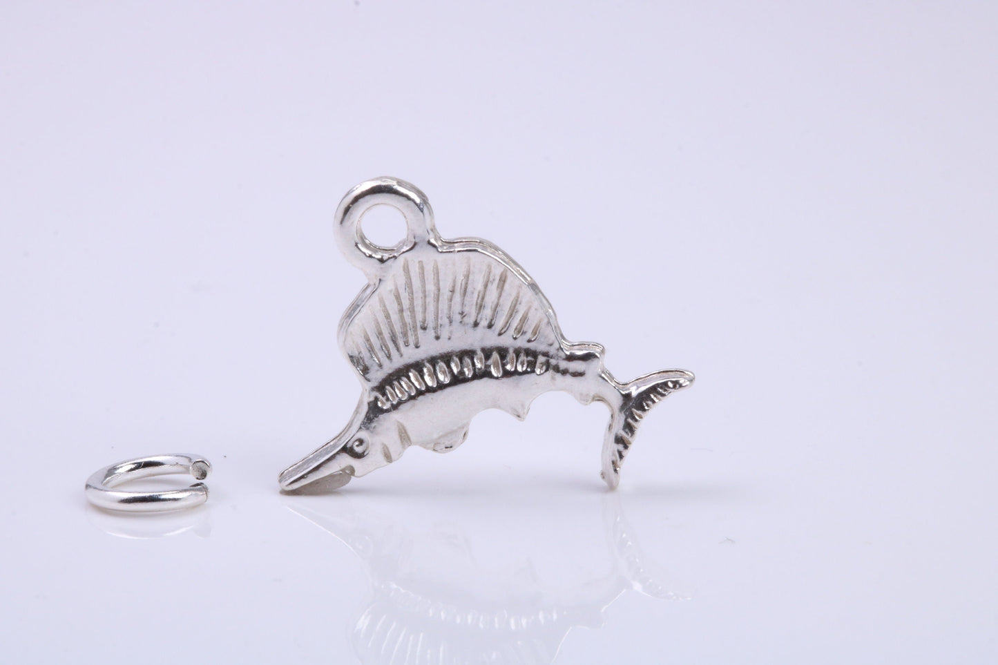 Sail Fish Charm, Traditional Charm, Made from Solid 925 Grade Sterling Silver, Complete with Attachment Link