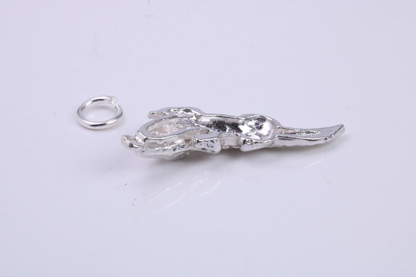 Crocodile Charm, Traditional Charm, Made from Solid 925 Grade Sterling Silver, Complete with Attachment Link