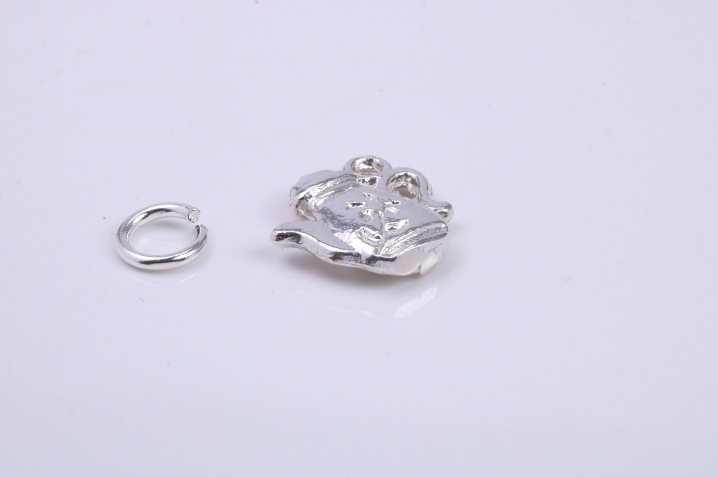 Tea Pot Charm, Traditional Charm, Made from Solid 925 Grade Sterling Silver, Complete with Attachment Link