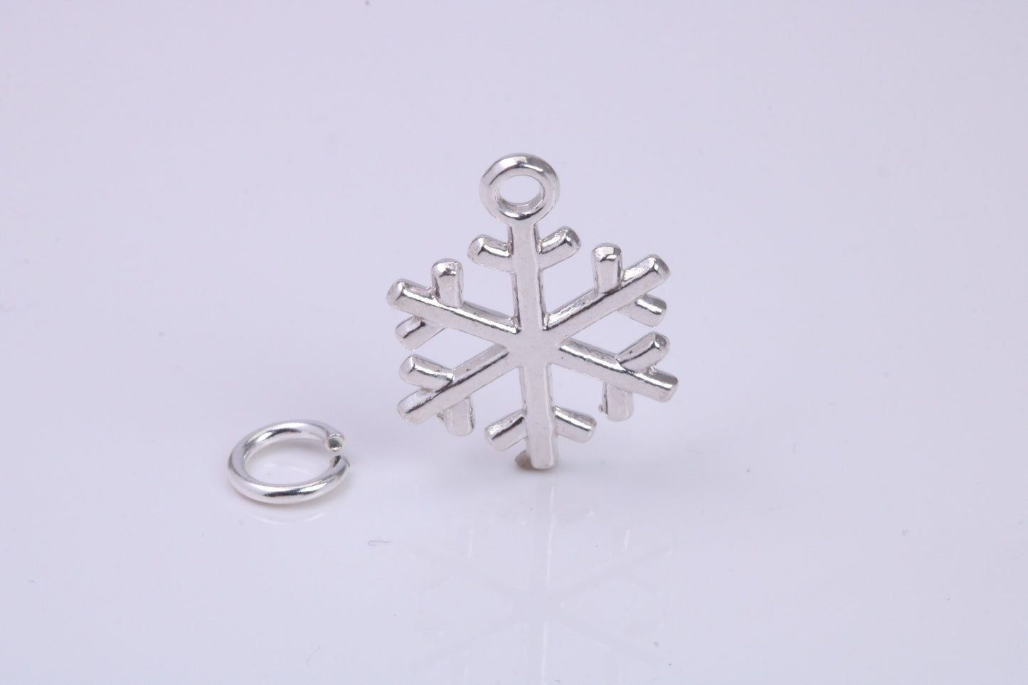 Snow Flake Charm, Traditional Charm, Made from Solid 925 Grade Sterling Silver, Complete with Attachment Link