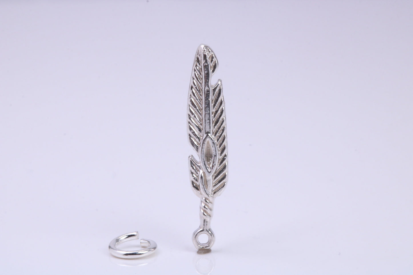 Feather Charm, Traditional Charm, Made from Solid 925 Grade Sterling Silver, Complete with Attachment Link