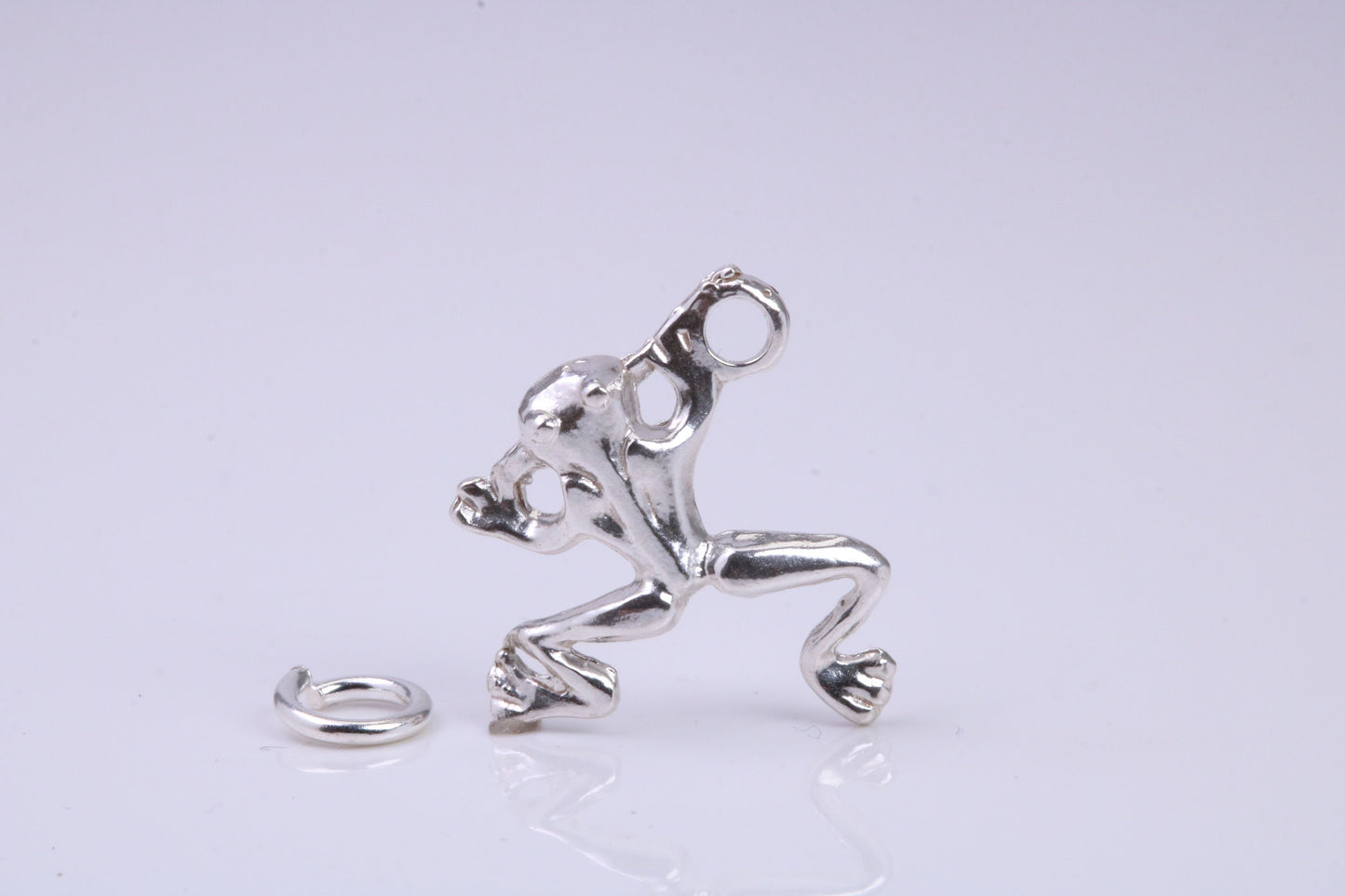Frog Charm, Traditional Charm, Made from Solid 925 Grade Sterling Silver, Complete with Attachment Link