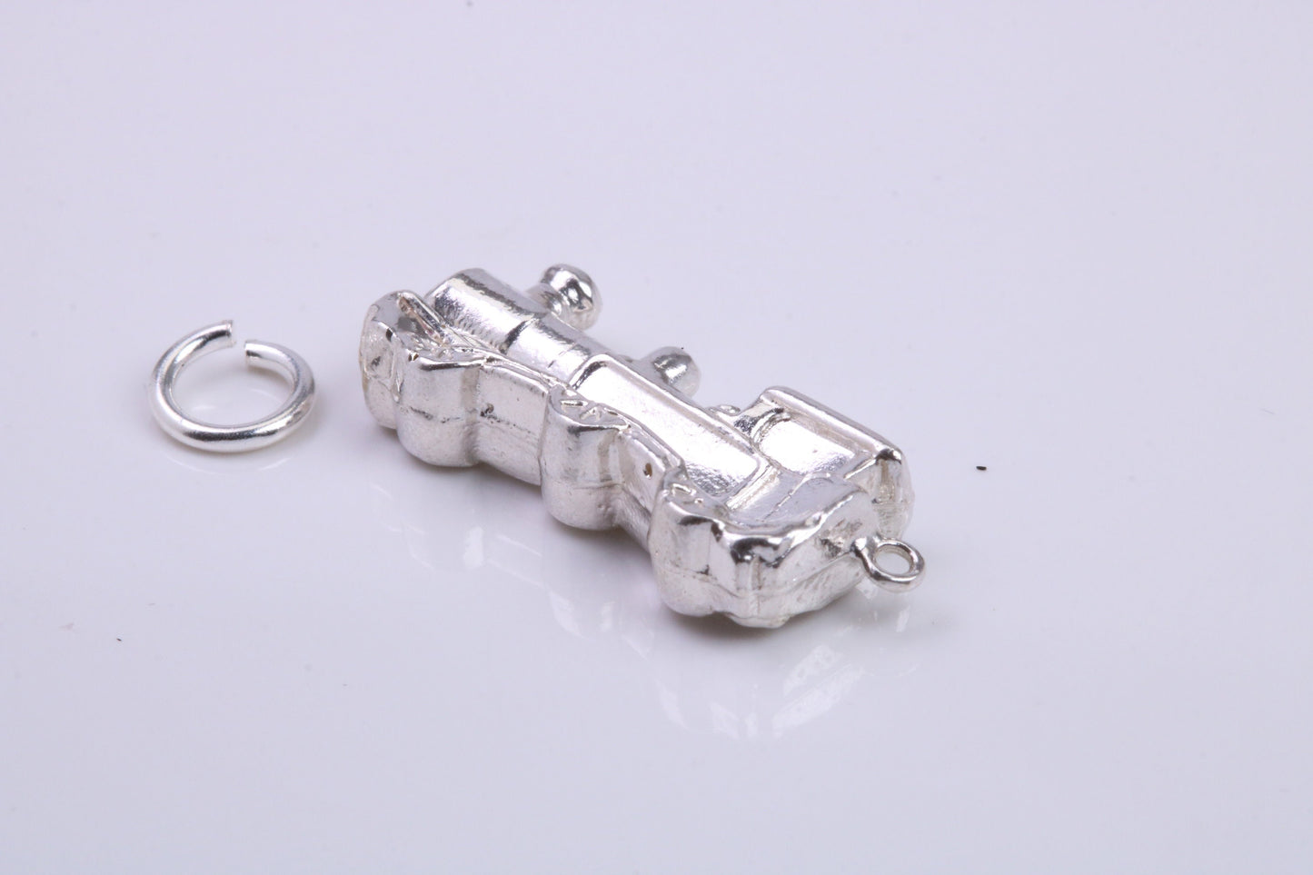 Train Charm, Traditional Charm, Made from Solid 925 Grade Sterling Silver, Complete with Attachment Link