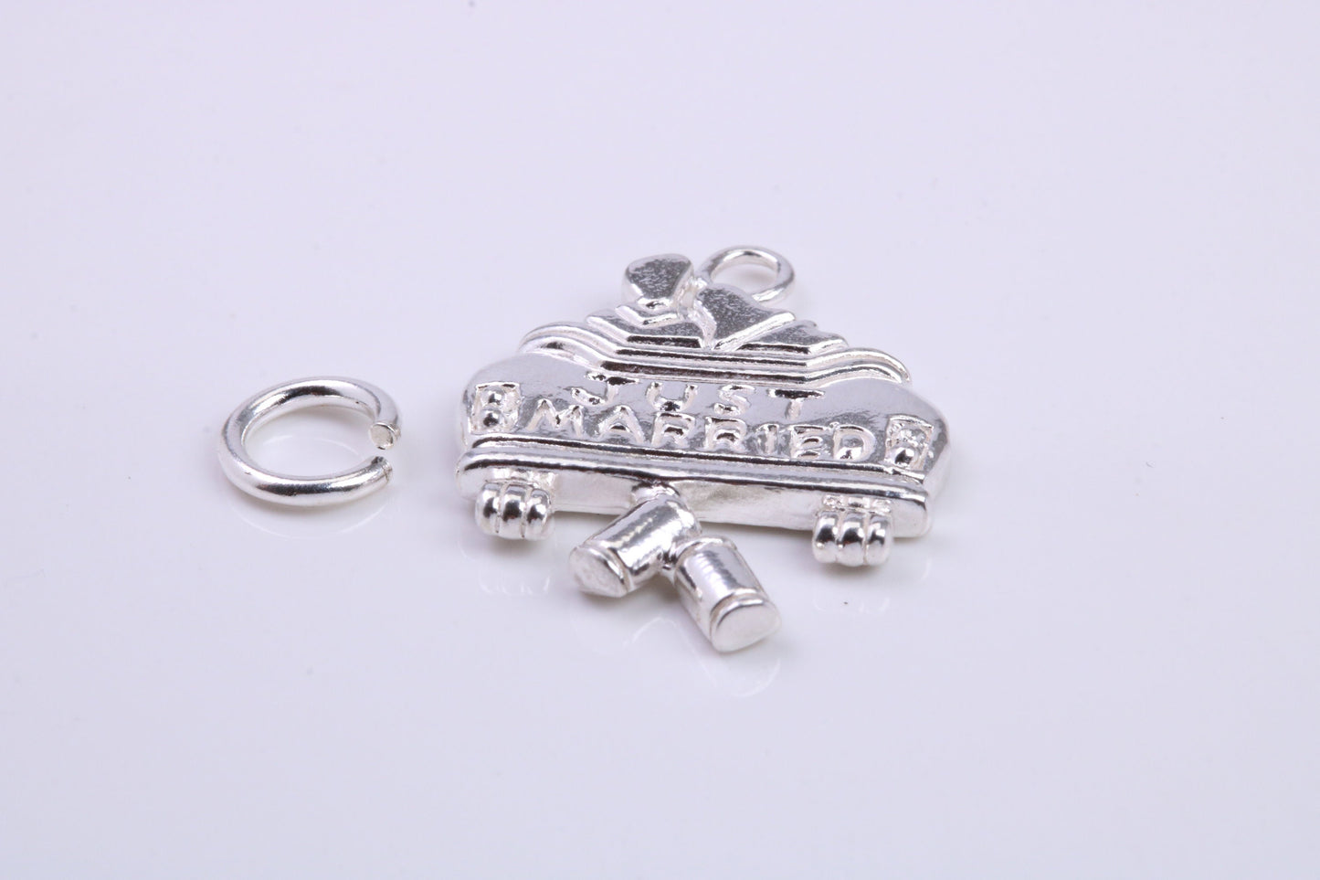 Just Married Charm, Traditional Charm, Made from Solid 925 Grade Sterling Silver, Complete with Attachment Link
