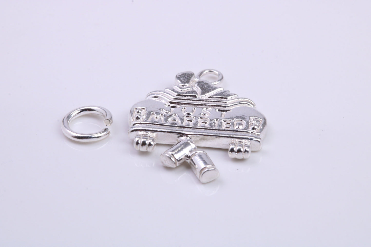 Just Married Charm, Traditional Charm, Made from Solid 925 Grade Sterling Silver, Complete with Attachment Link