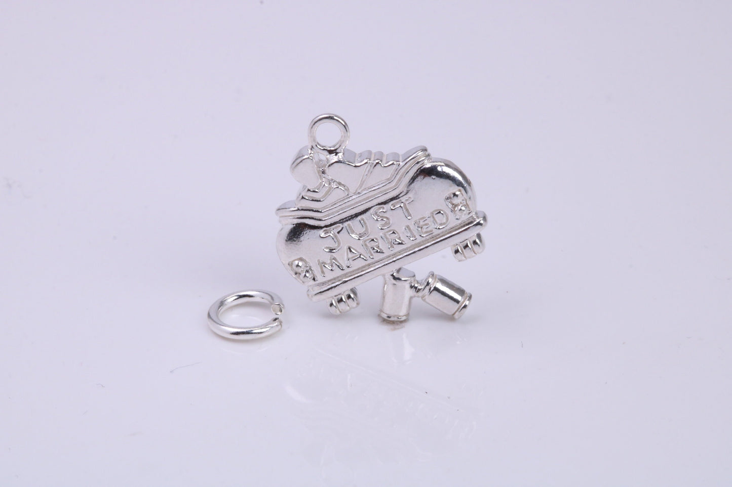 Just Married Charm, Traditional Charm, Made from Solid 925 Grade Sterling Silver, Complete with Attachment Link