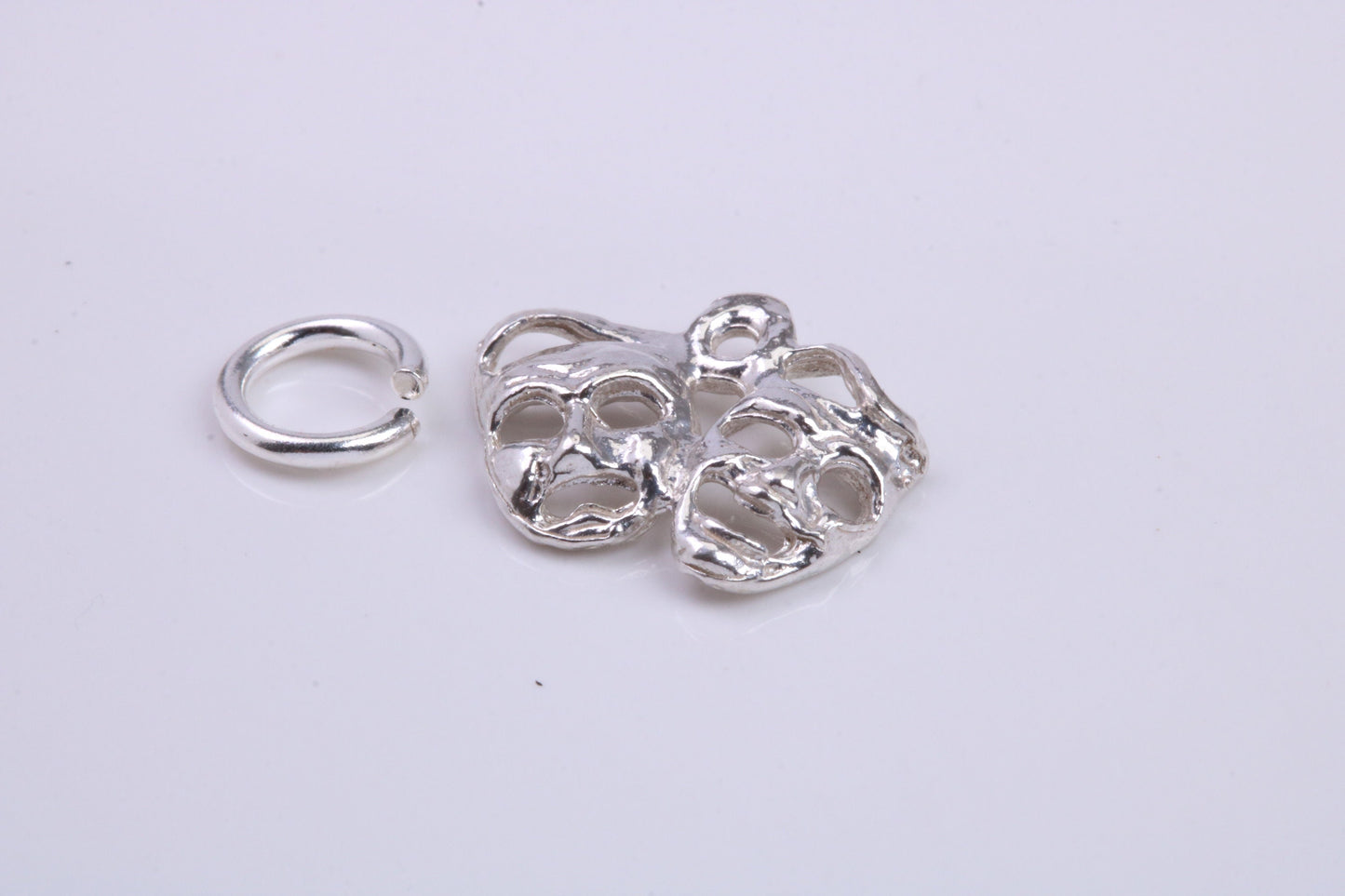 Pantomime Mask Charm, Traditional Charm, Made from Solid 925 Grade Sterling Silver, Complete with Attachment Link