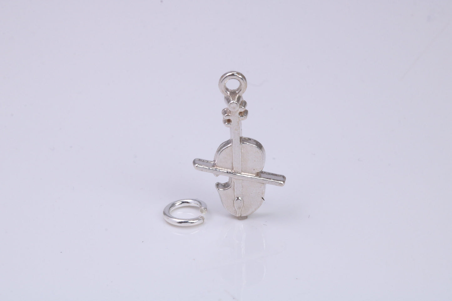 Violin Charm, Traditional Charm, Made from Solid 925 Grade Sterling Silver, Complete with Attachment Link