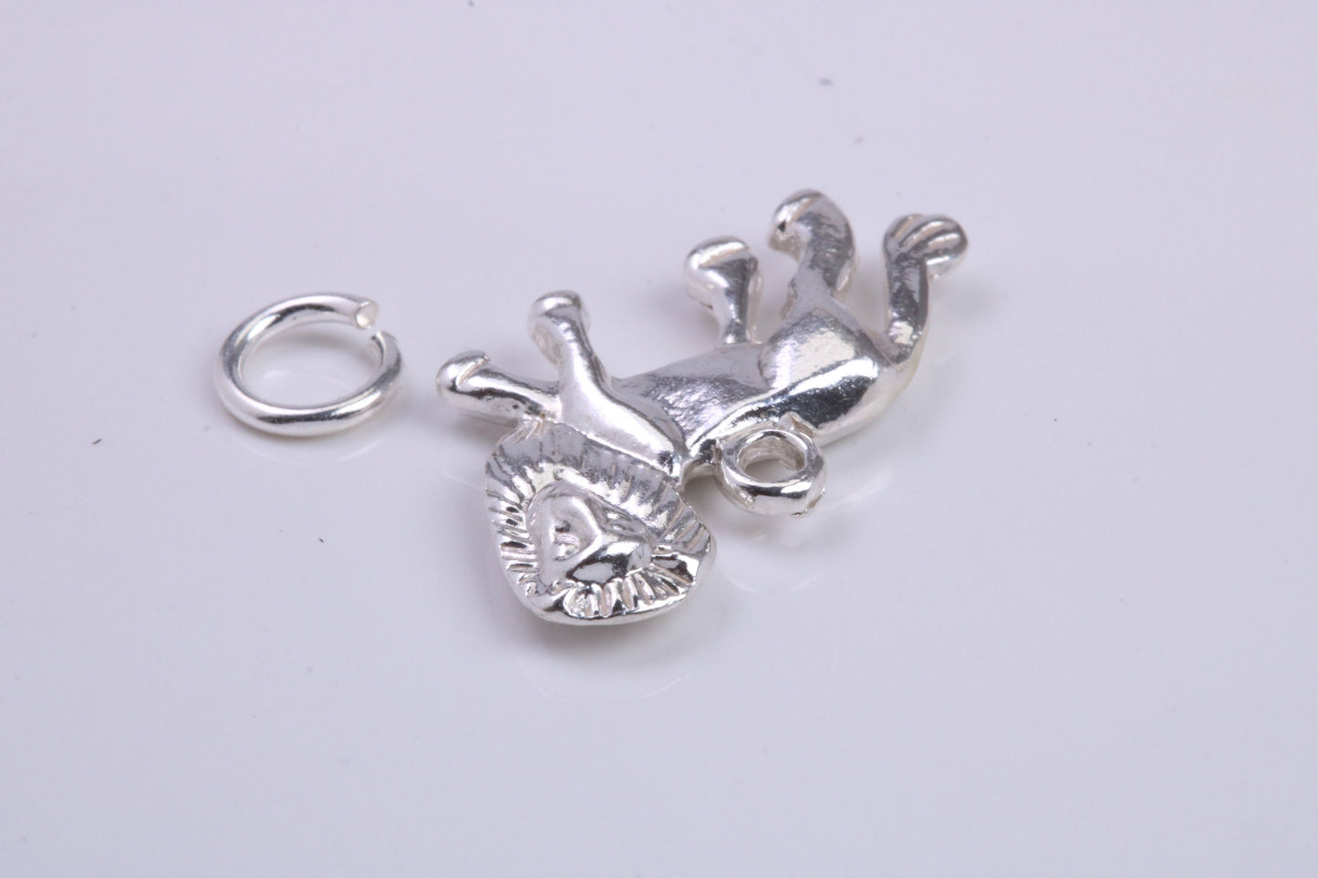Lion Charm, Traditional Charm, Made from Solid 925 Grade Sterling Silver, Complete with Attachment Link