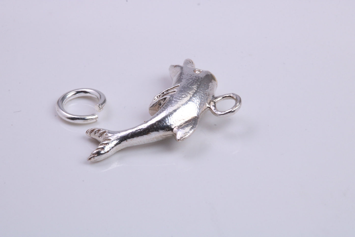 Dolphin Charm, Traditional Charm, Made from Solid 925 Grade Sterling Silver, Complete with Attachment Link