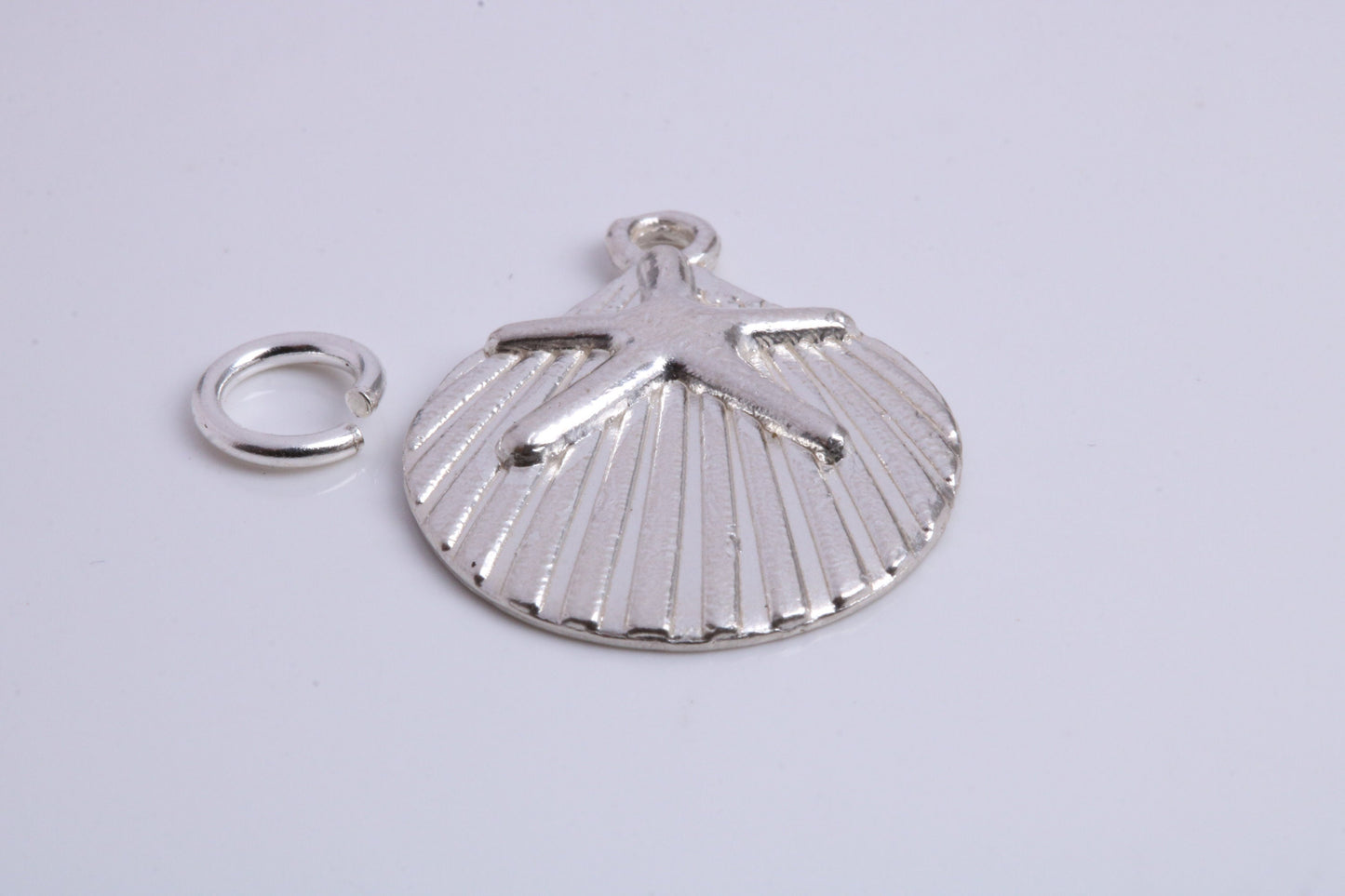 Sea Shell Charm, Traditional Charm, Made from Solid 925 Grade Sterling Silver, Complete with Attachment Link
