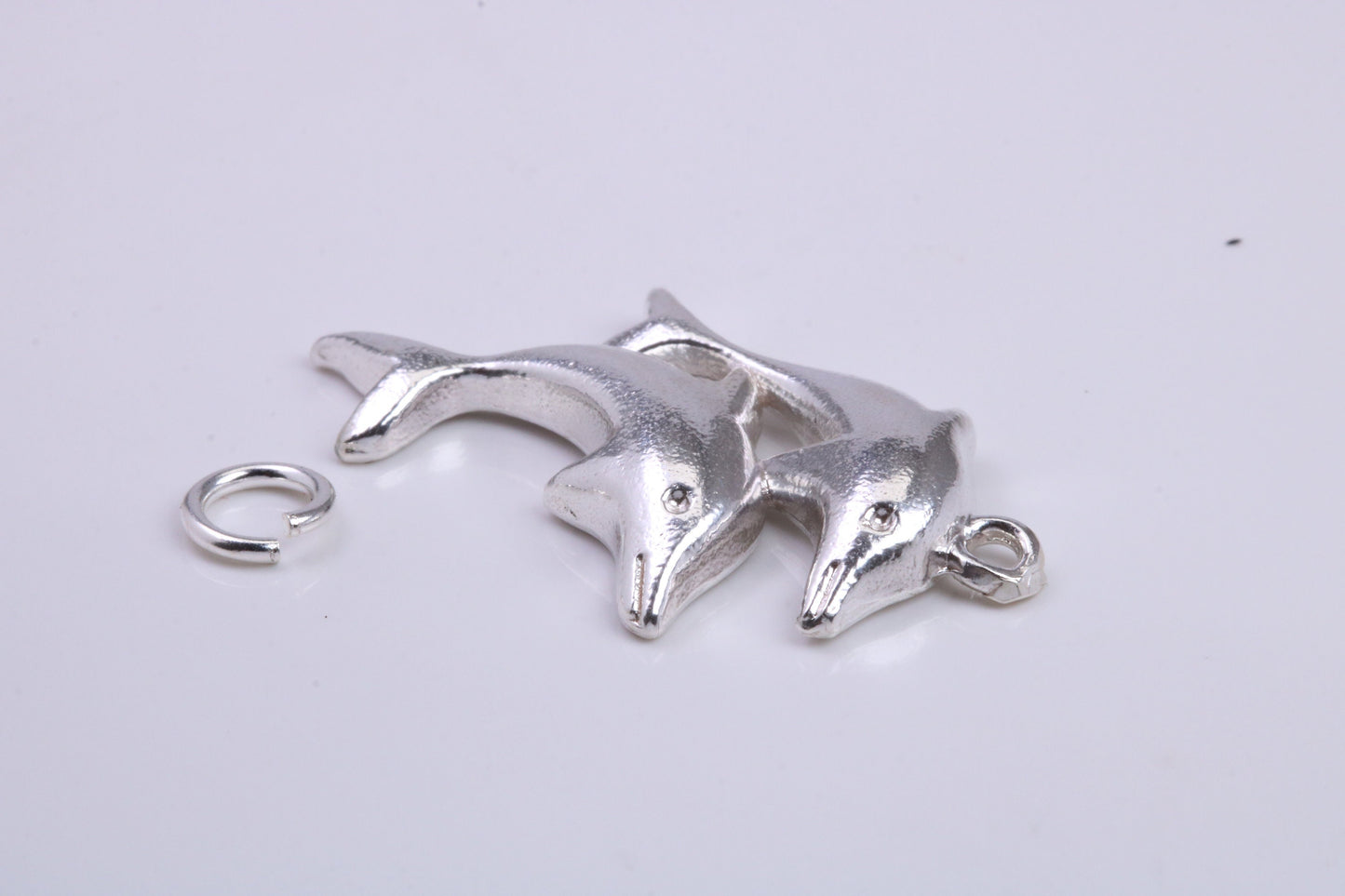 Performing Dolphins Charm, Traditional Charm, Made from Solid 925 Grade Sterling Silver, Complete with Attachment Link