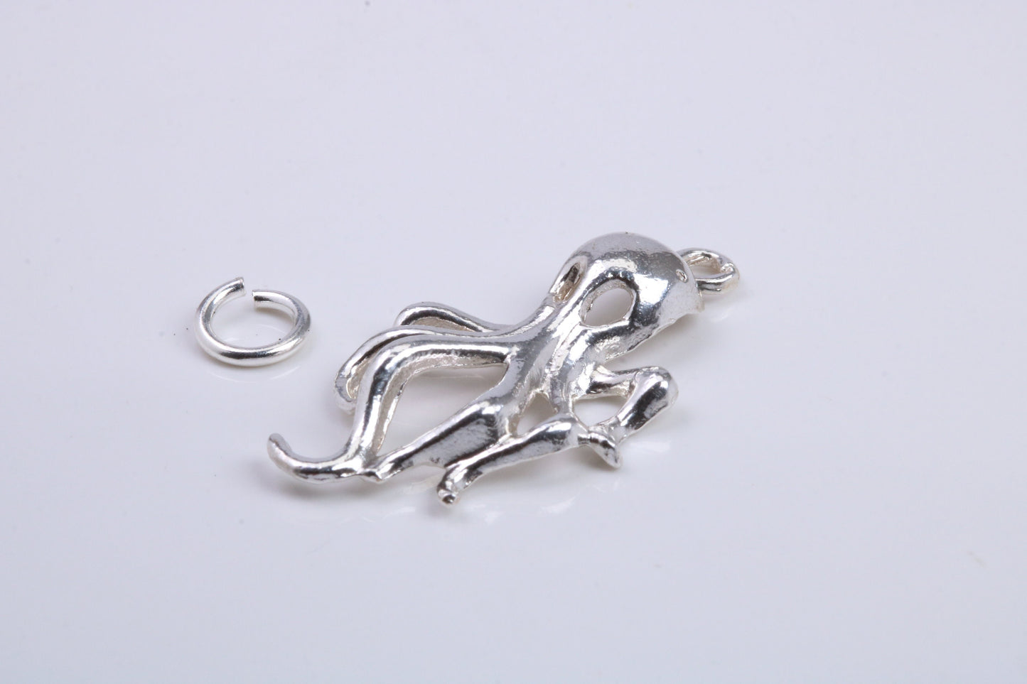 Octopus Charm, Traditional Charm, Made from Solid 925 Grade Sterling Silver, Complete with Attachment Link
