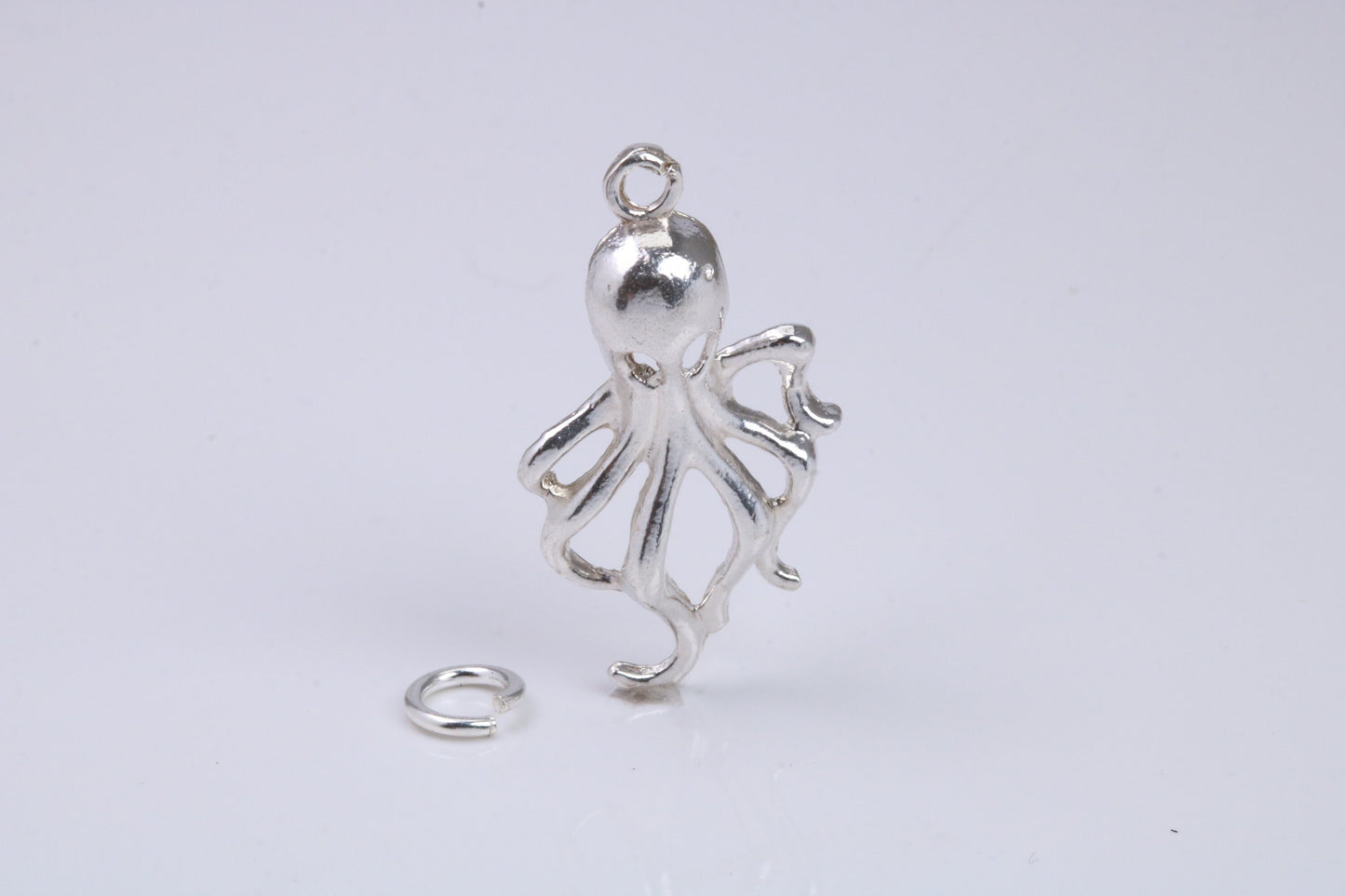 Octopus Charm, Traditional Charm, Made from Solid 925 Grade Sterling Silver, Complete with Attachment Link