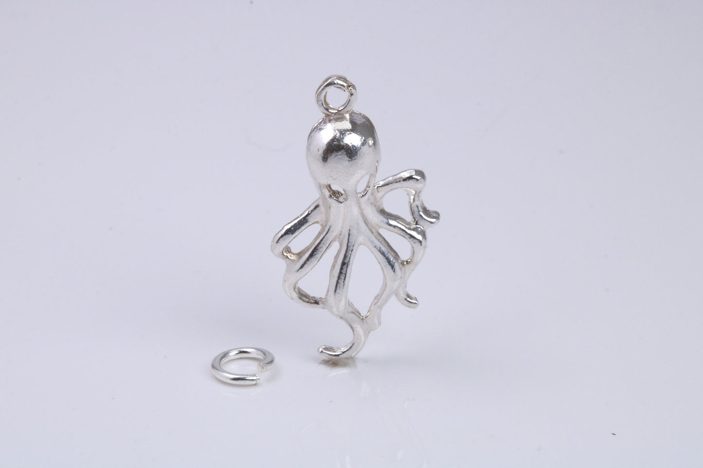 Octopus Charm, Traditional Charm, Made from Solid 925 Grade Sterling Silver, Complete with Attachment Link