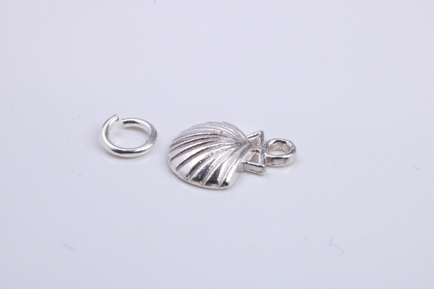 Sea Shell Charm, Traditional Charm, Made from Solid 925 Grade Sterling Silver, Complete with Attachment Link