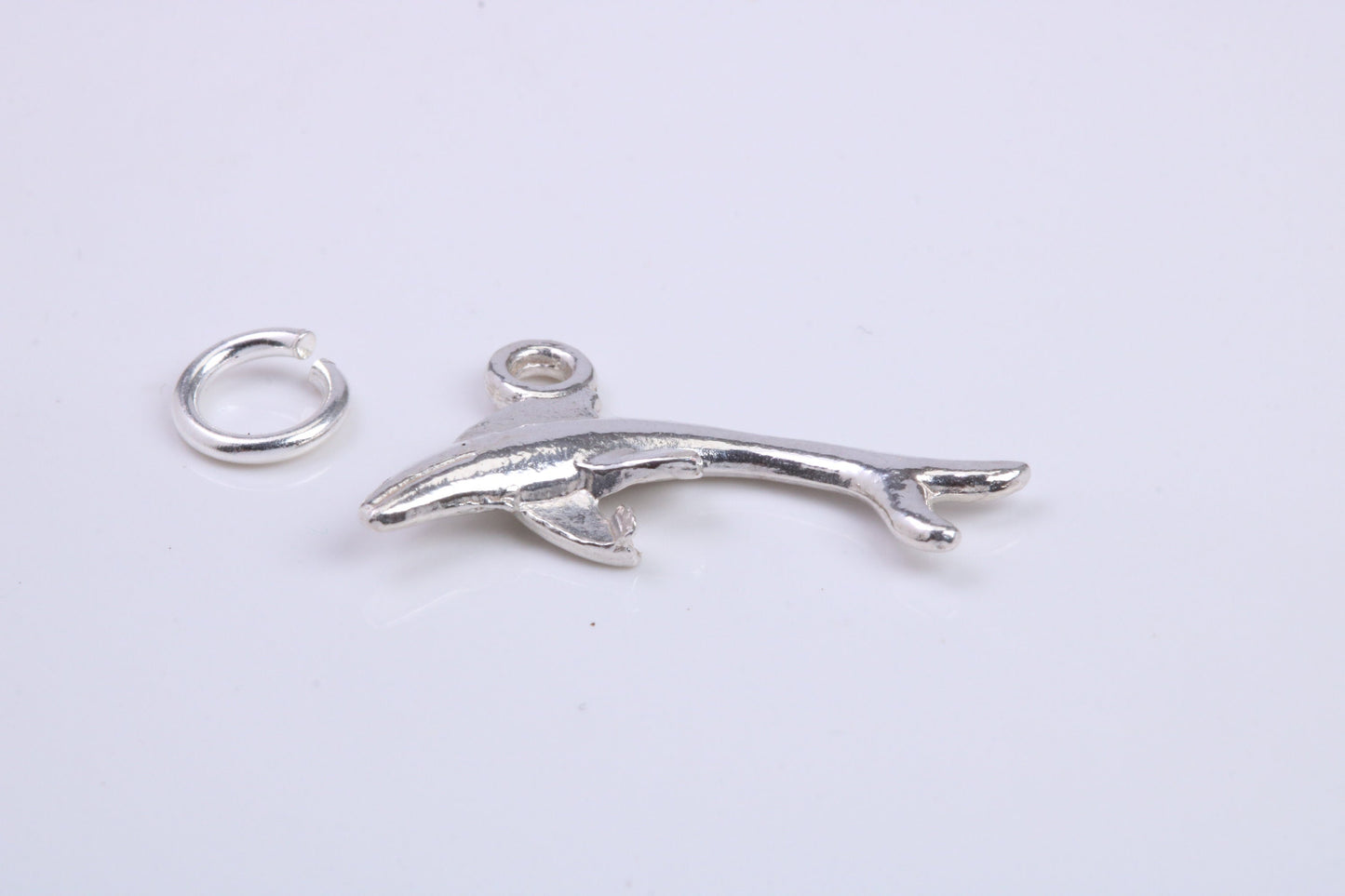 Whale Charm, Traditional Charm, Made from Solid 925 Grade Sterling Silver, Complete with Attachment Link