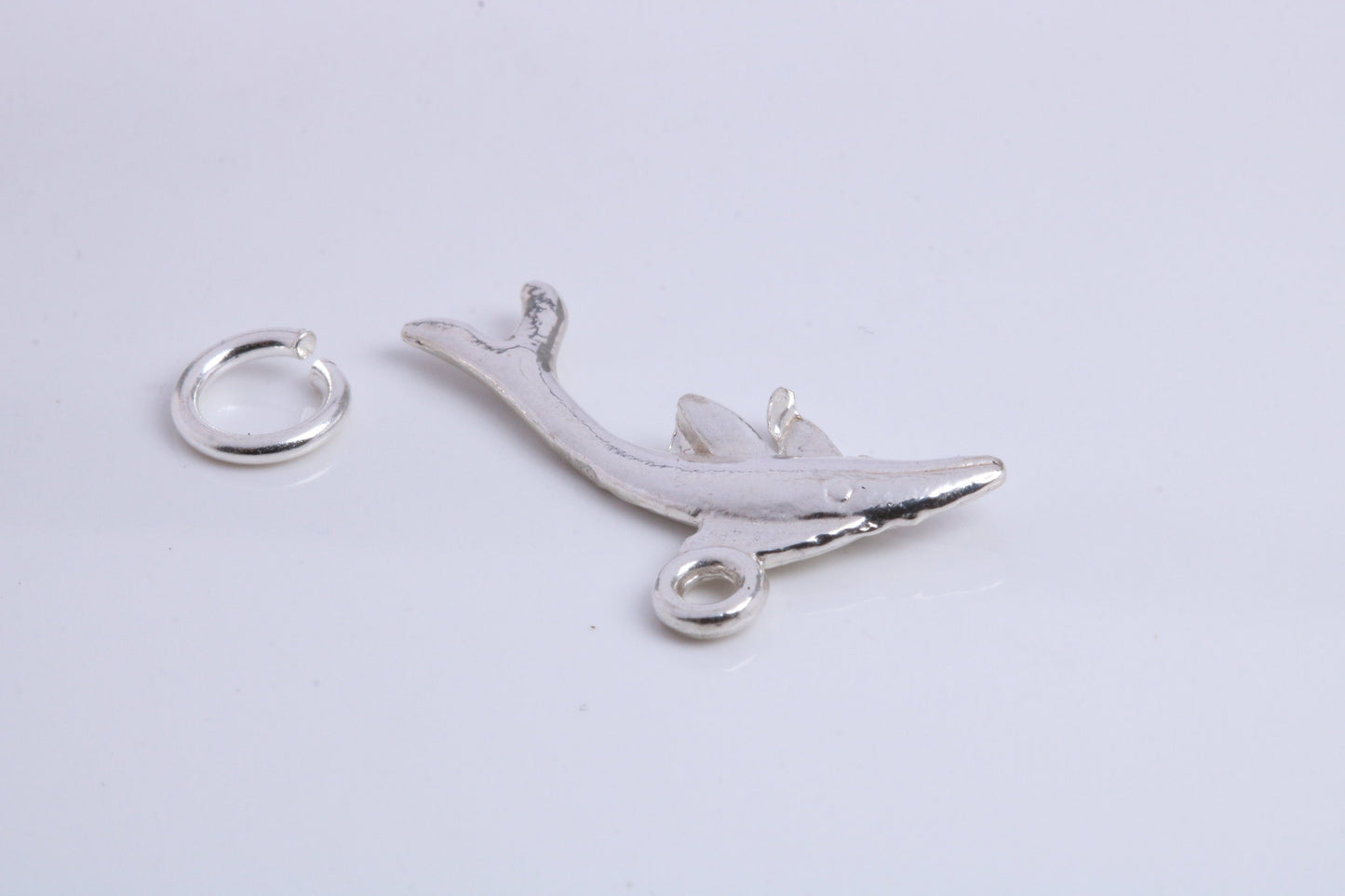 Whale Charm, Traditional Charm, Made from Solid 925 Grade Sterling Silver, Complete with Attachment Link