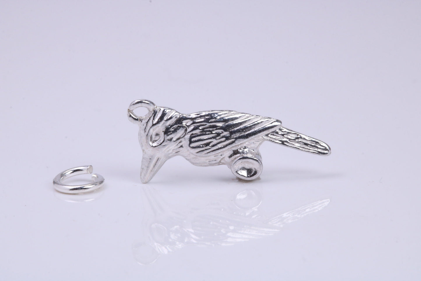 Raven Charm, Traditional Charm, Made from Solid 925 Grade Sterling Silver, Complete with Attachment Link