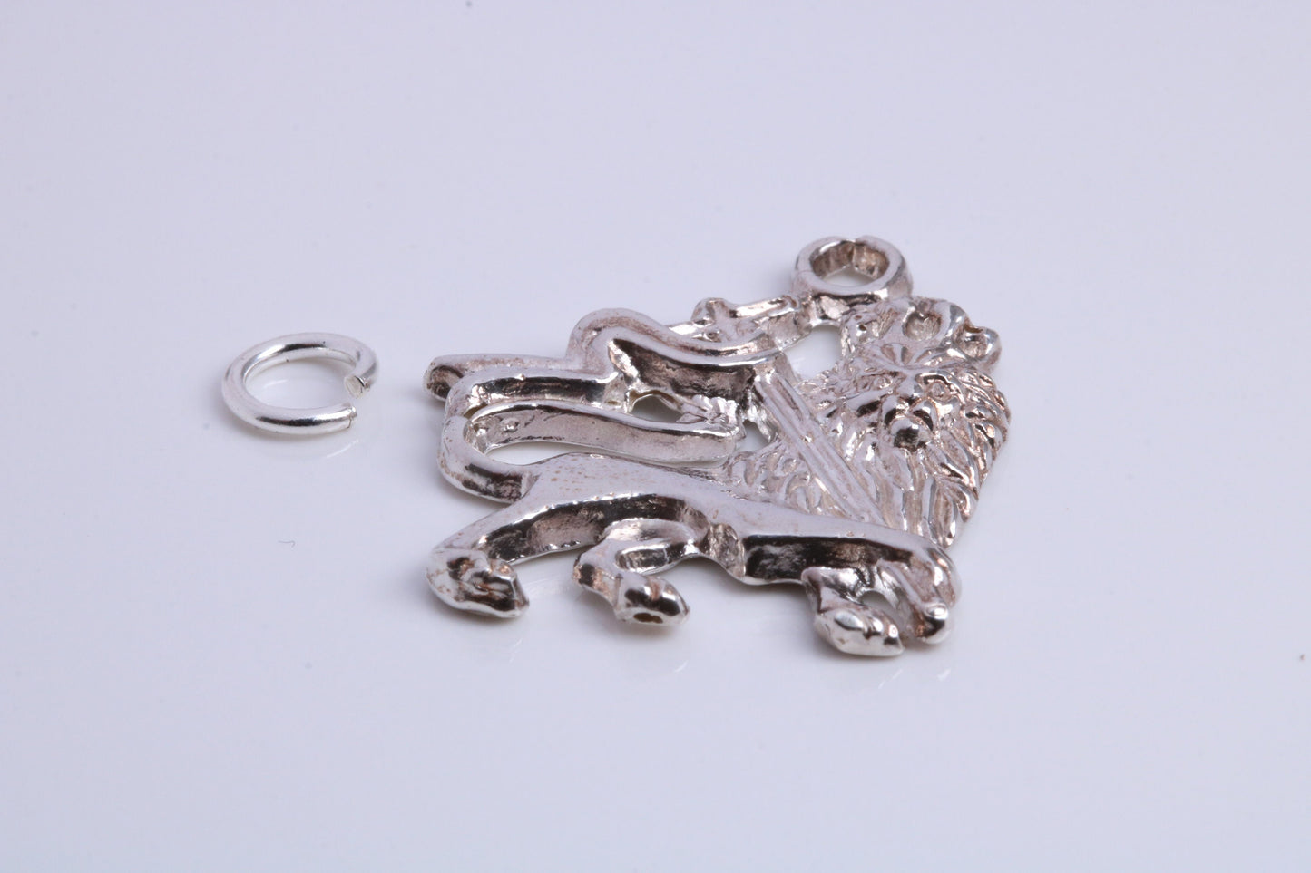 Rule Britannia Lion Charm, Traditional Charm, Made from Solid 925 Grade Sterling Silver, Complete with Attachment Link
