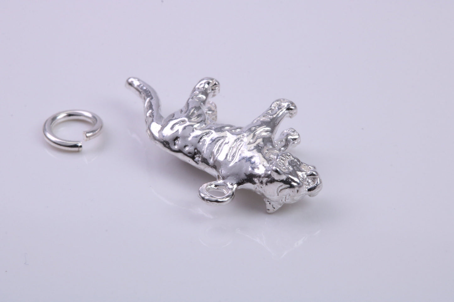 Tiger Charm, Traditional Charm, Made from Solid 925 Grade Sterling Silver, Complete with Attachment Link