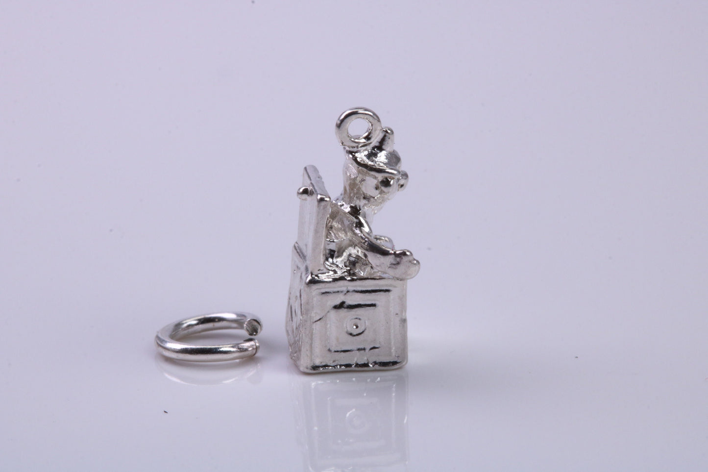 Jack in the Box Charm, Traditional Charm, Made from Solid 925 Grade Sterling Silver, Complete with Attachment Link