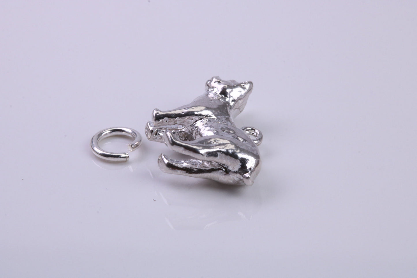 Manx Cat Charm, Traditional Charm, Made from Solid 925 Grade Sterling Silver, Complete with Attachment Link