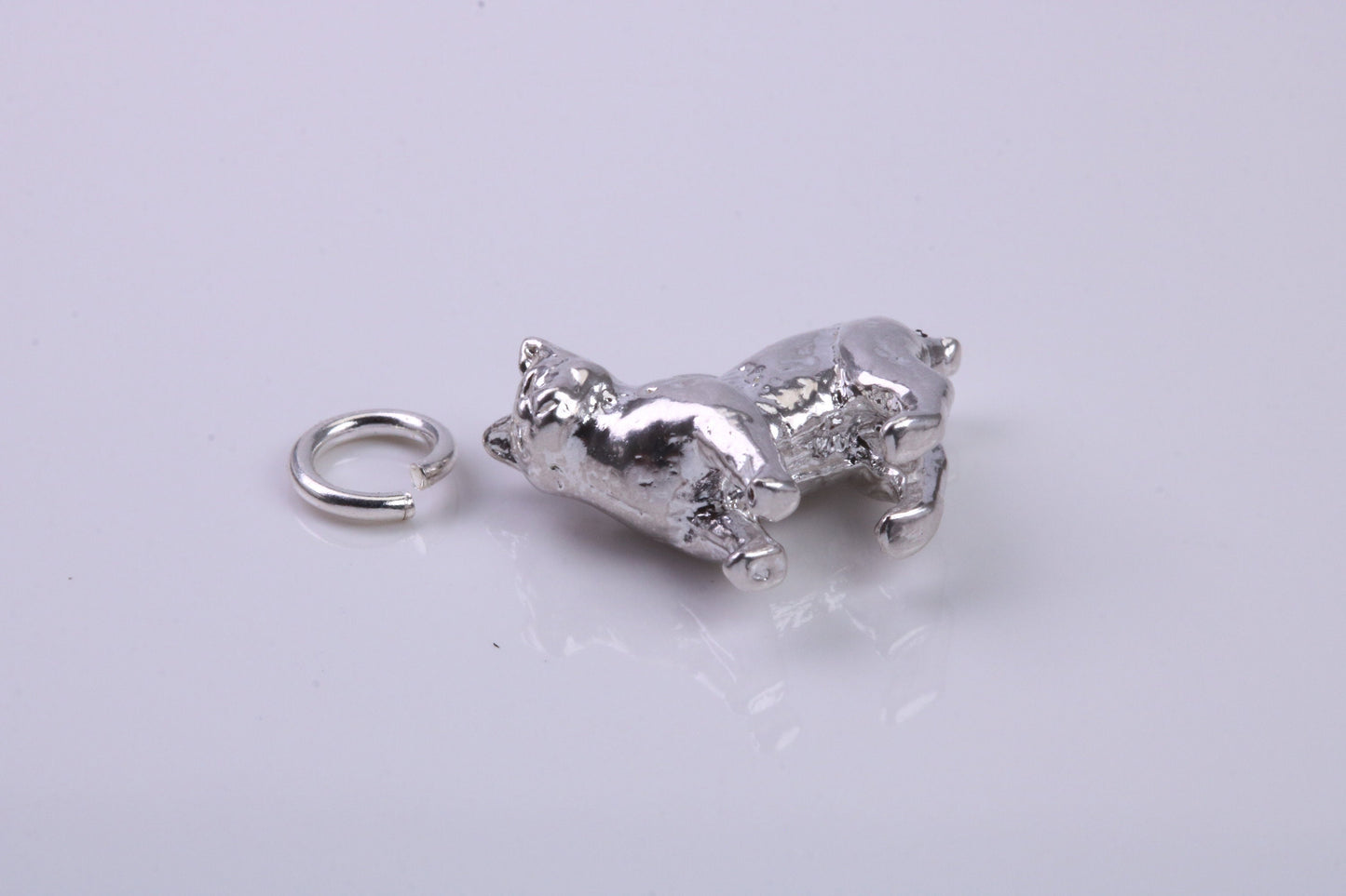 Manx Cat Charm, Traditional Charm, Made from Solid 925 Grade Sterling Silver, Complete with Attachment Link