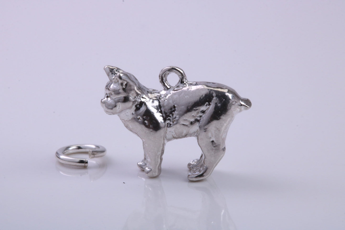 Manx Cat Charm, Traditional Charm, Made from Solid 925 Grade Sterling Silver, Complete with Attachment Link
