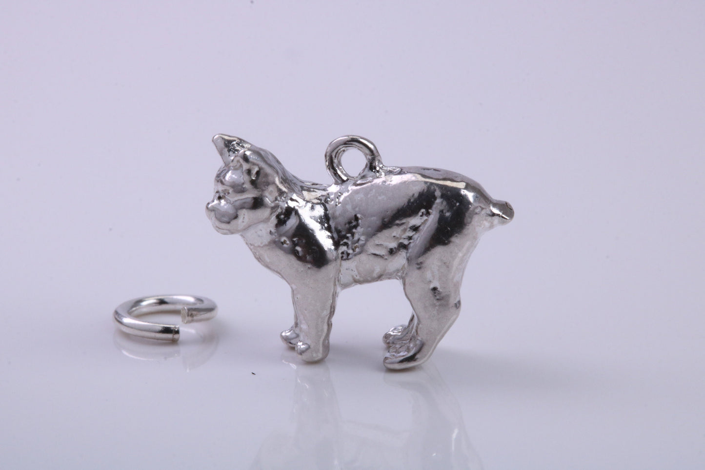Manx Cat Charm, Traditional Charm, Made from Solid 925 Grade Sterling Silver, Complete with Attachment Link