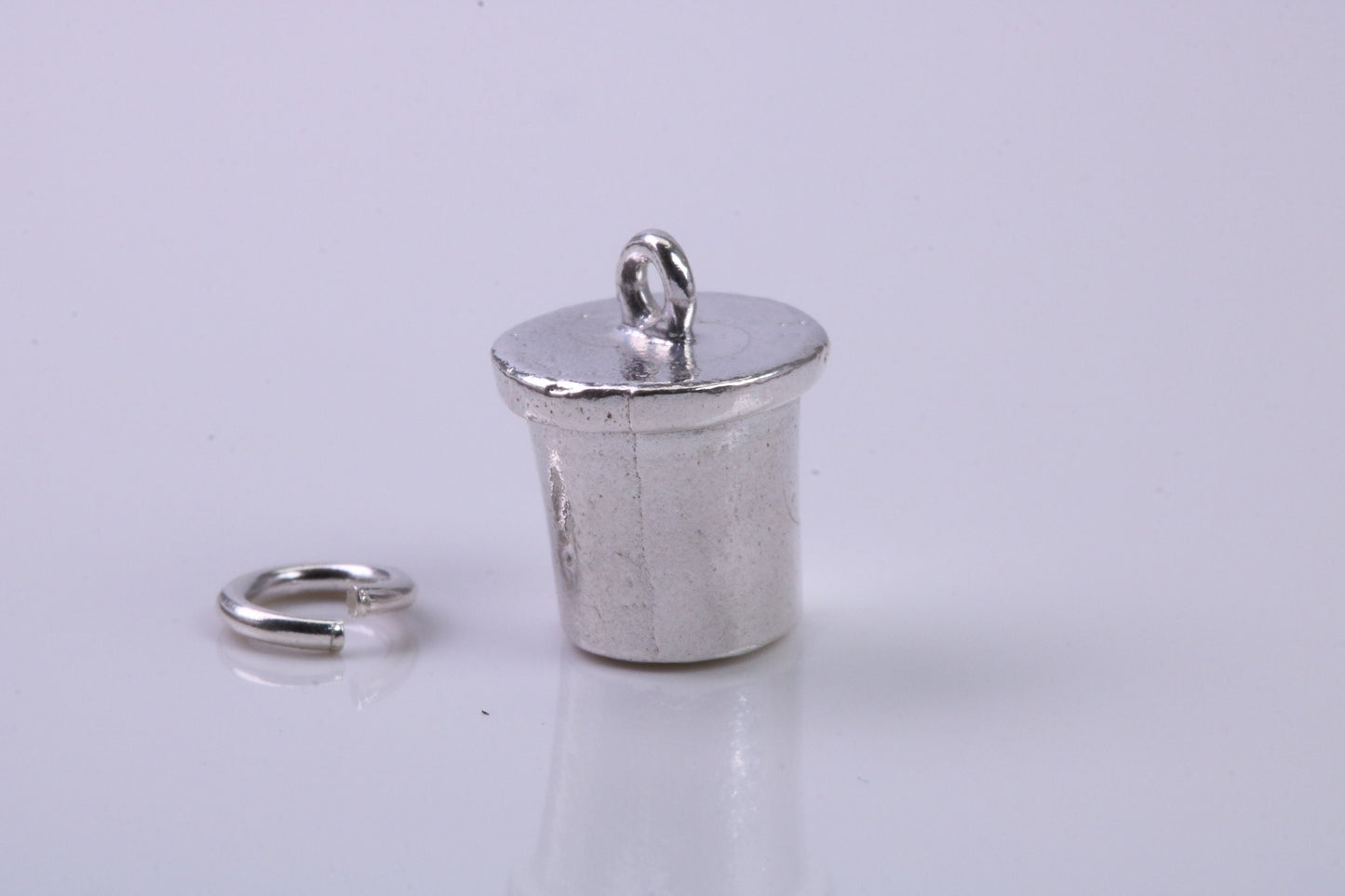 Ice Bucket Charm, Traditional Charm, Made from Solid 925 Grade Sterling Silver, Complete with Attachment Link
