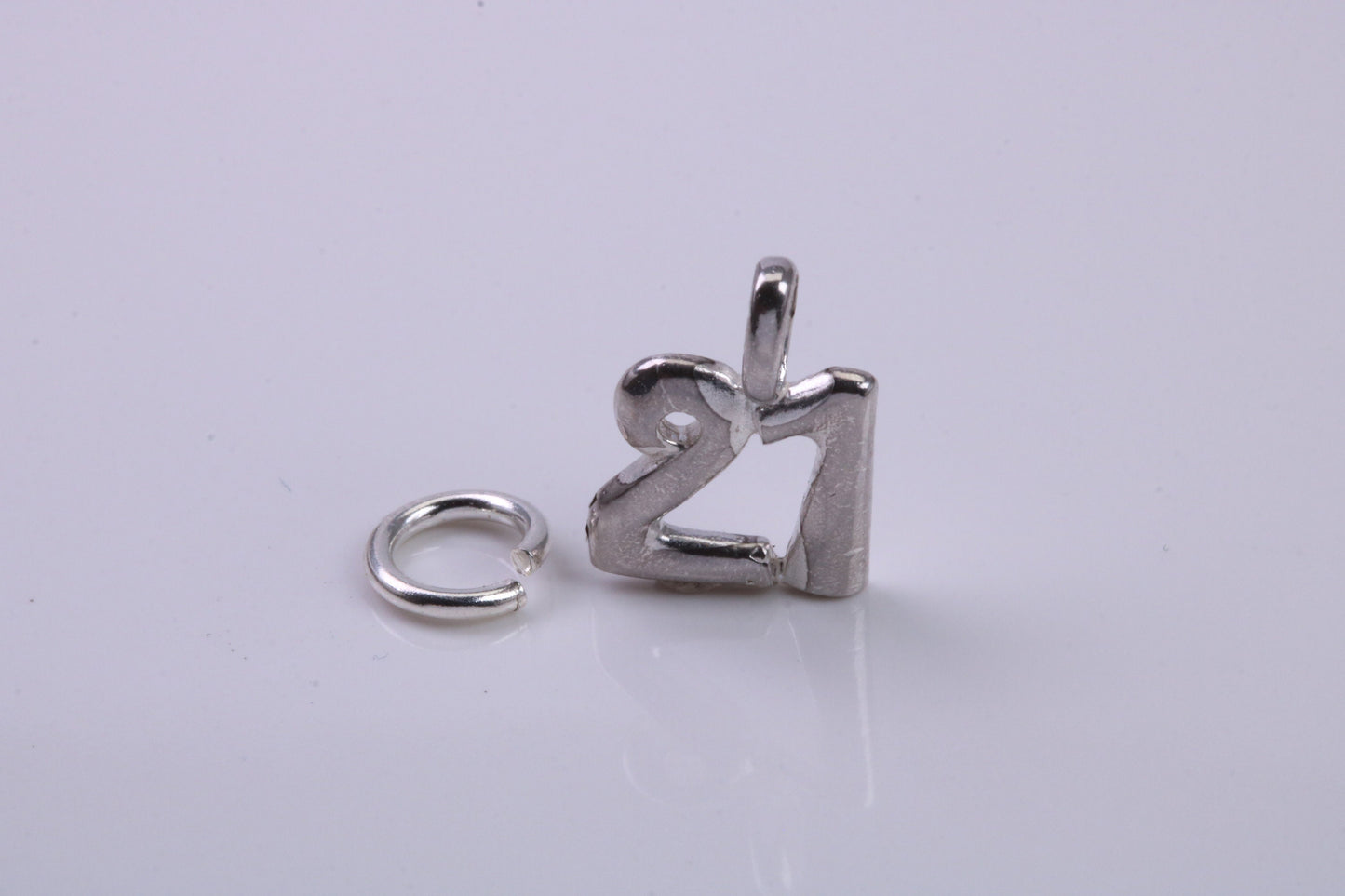 21st Birthday Charm, Traditional Charm, Made from Solid 925 Grade Sterling Silver, Complete with Attachment Link