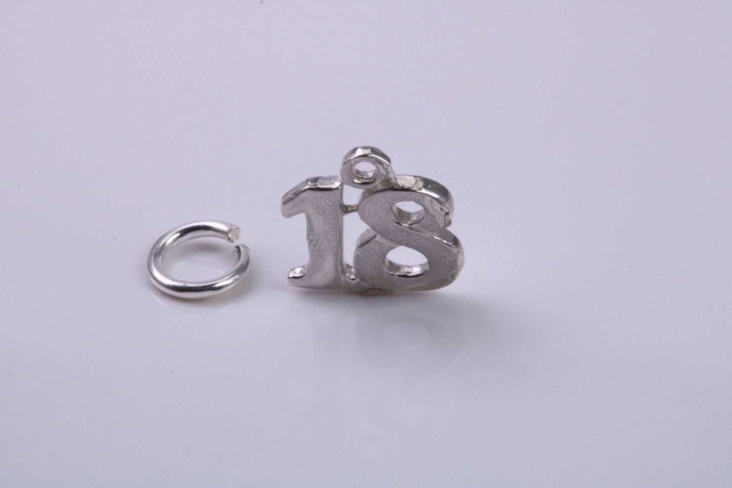 18th Birthday Charm, Traditional Charm, Made from Solid 925 Grade Sterling Silver, Complete with Attachment Link