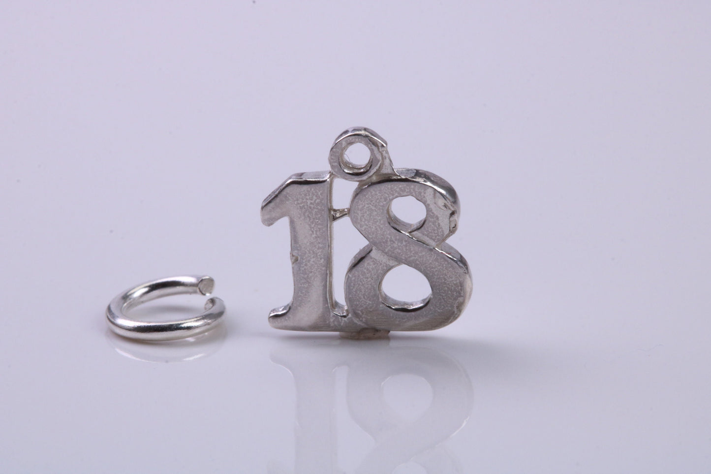 18th Birthday Charm, Traditional Charm, Made from Solid 925 Grade Sterling Silver, Complete with Attachment Link