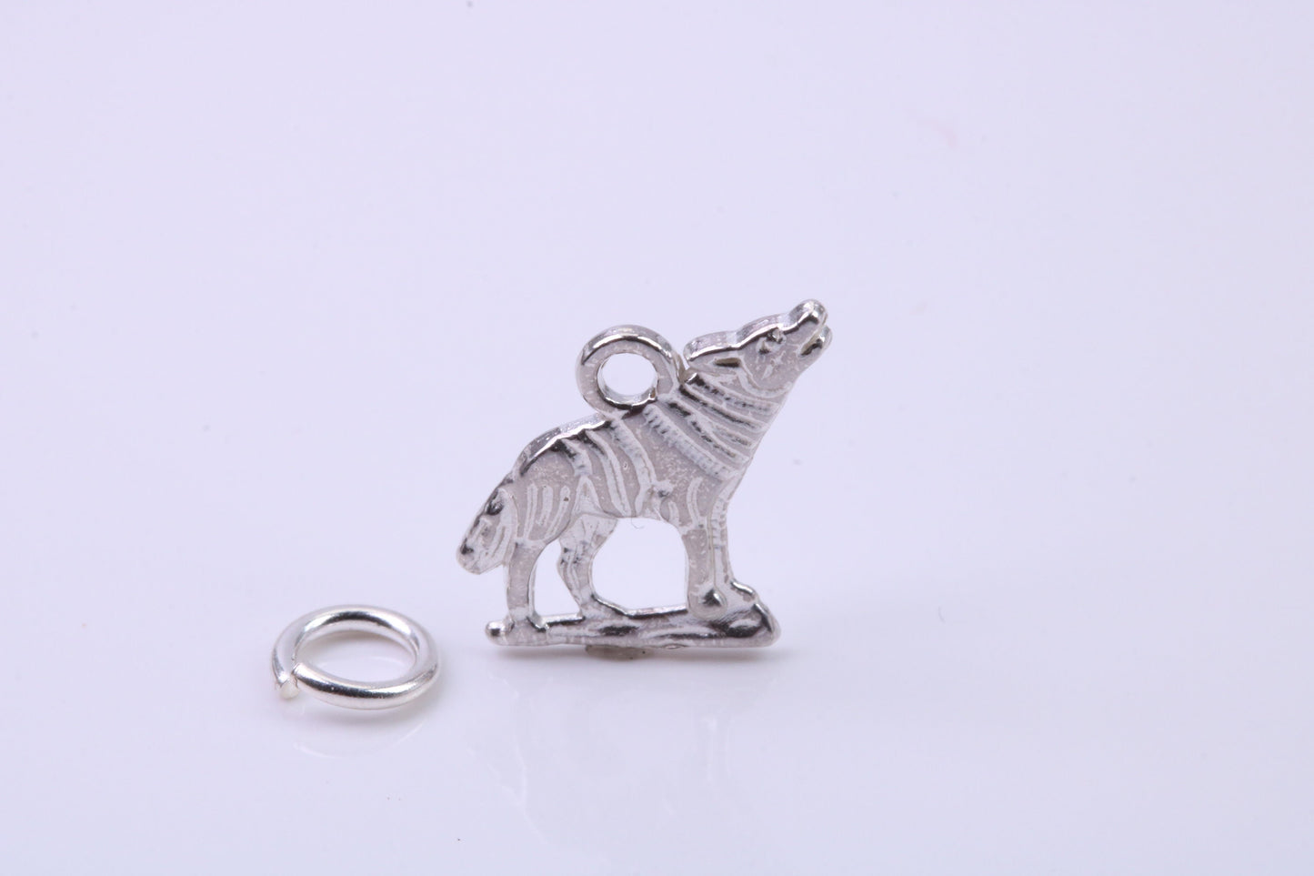 Wolf Charm, Traditional Charm, Made from Solid 925 Grade Sterling Silver, Complete with Attachment Link