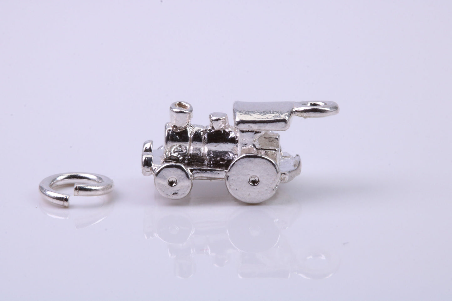 Train Charm, Traditional Charm, Made from Solid 925 Grade Sterling Silver, Complete with Attachment Link