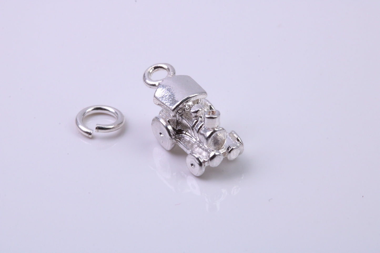Train Charm, Traditional Charm, Made from Solid 925 Grade Sterling Silver, Complete with Attachment Link