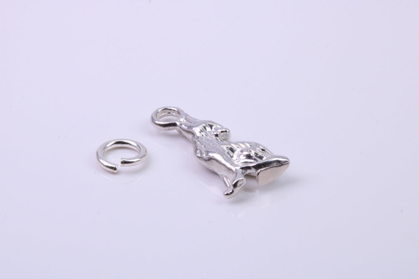 Wolf Charm, Traditional Charm, Made from Solid 925 Grade Sterling Silver, Complete with Attachment Link