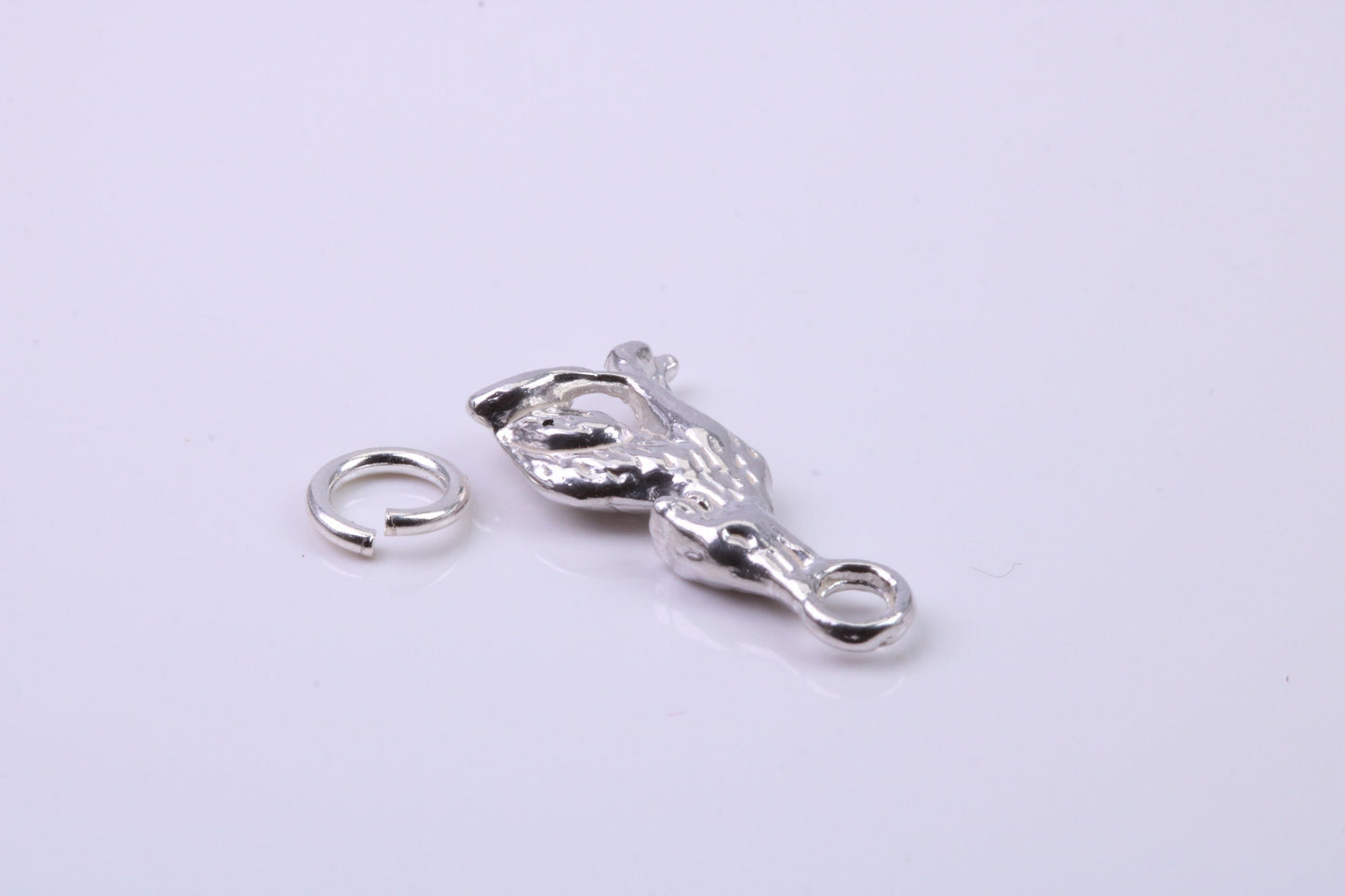 Wolf Charm, Traditional Charm, Made from Solid 925 Grade Sterling Silver, Complete with Attachment Link