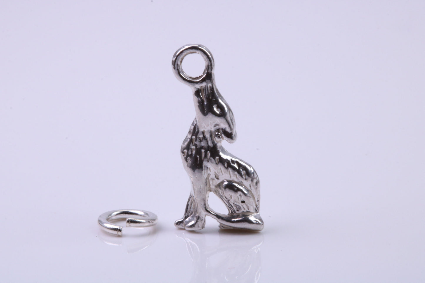 Wolf Charm, Traditional Charm, Made from Solid 925 Grade Sterling Silver, Complete with Attachment Link