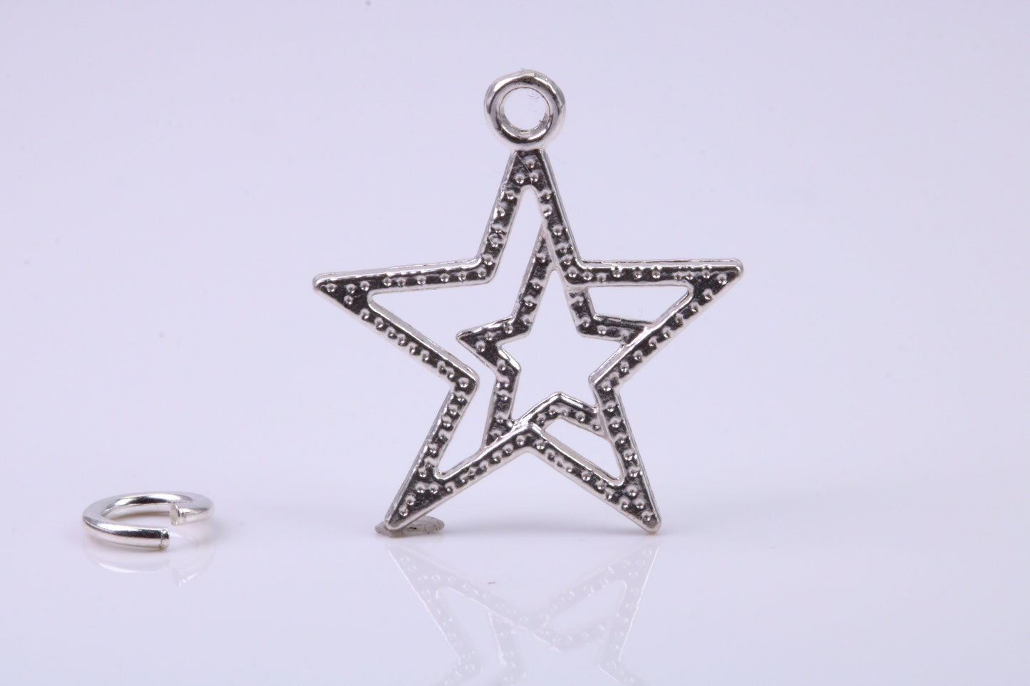 Double Star Charm, Traditional Charm, Made from Solid 925 Grade Sterling Silver, Complete with Attachment Link