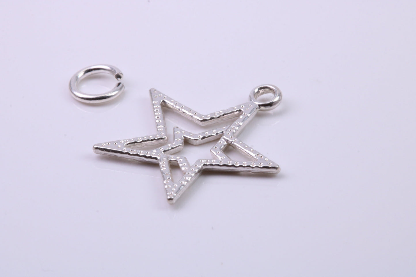Double Star Charm, Traditional Charm, Made from Solid 925 Grade Sterling Silver, Complete with Attachment Link
