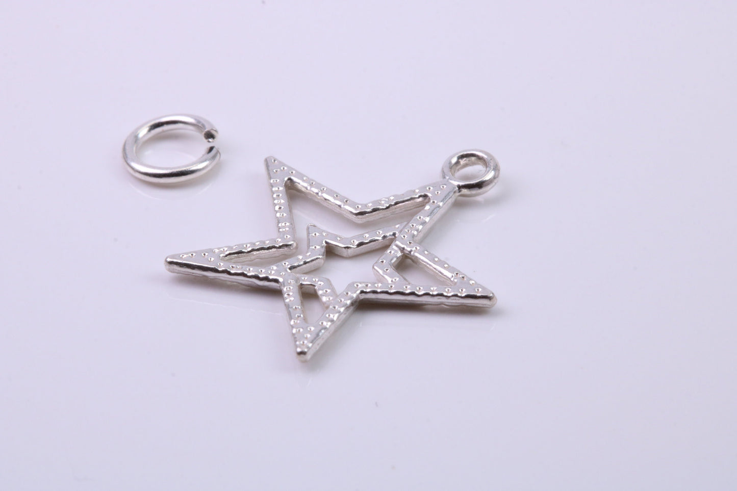 Double Star Charm, Traditional Charm, Made from Solid 925 Grade Sterling Silver, Complete with Attachment Link