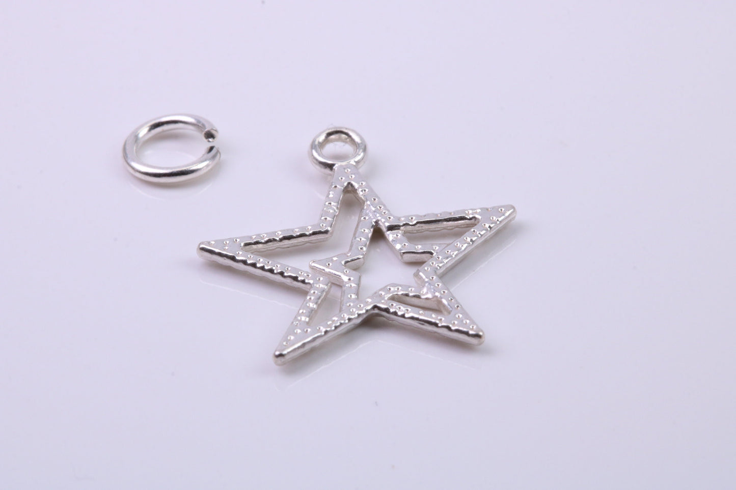 Double Star Charm, Traditional Charm, Made from Solid 925 Grade Sterling Silver, Complete with Attachment Link