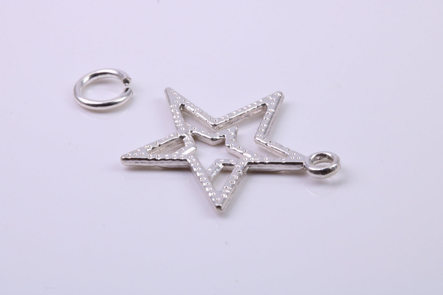 Double Star Charm, Traditional Charm, Made from Solid 925 Grade Sterling Silver, Complete with Attachment Link