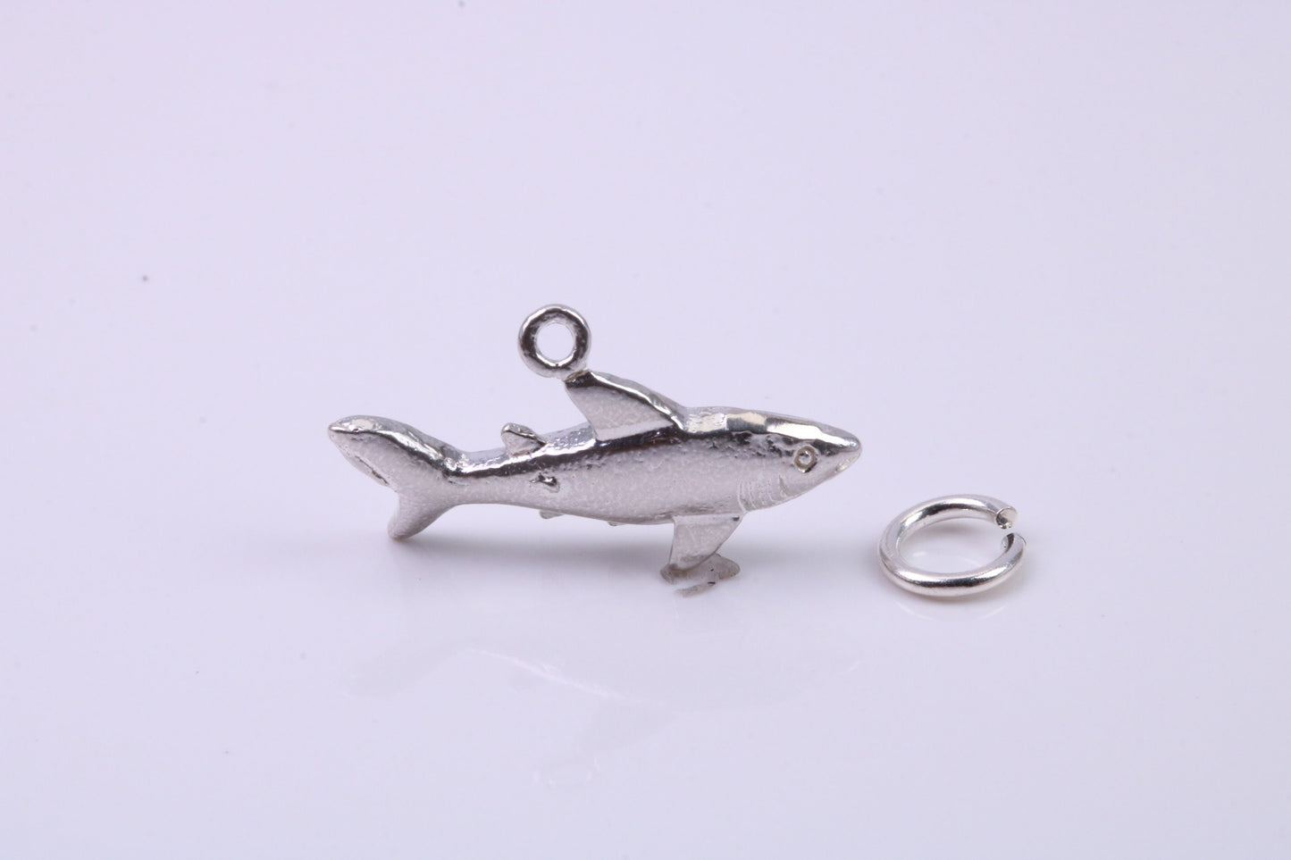 Shark Charm, Traditional Charm, Made from Solid 925 Grade Sterling Silver, Complete with Attachment Link